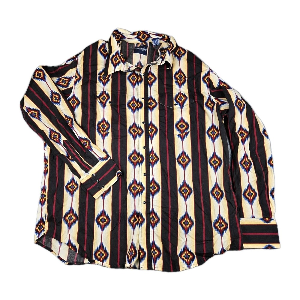 Wrangler Checotah Pearl Snap Shirt Men's Sz 2XL Tall Navajo Western Aztec Print